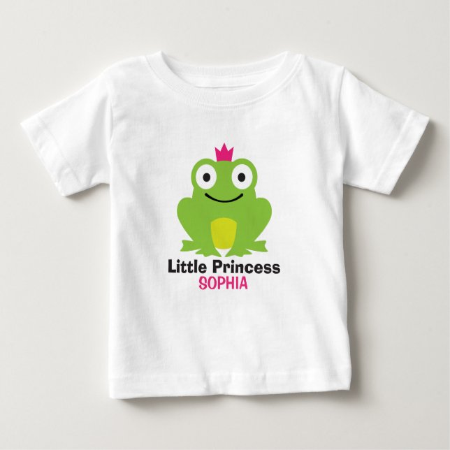 T-shirt Pour Bébé Cute grenouille avec couronne et nom de bébé perso (Devant)