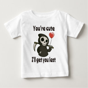 T-shirt Pour Bébé Cute Grim Reaper avec coeur romantique