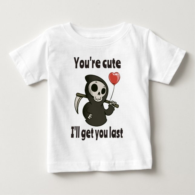 T-shirt Pour Bébé Cute Grim Reaper avec coeur romantique (Devant)
