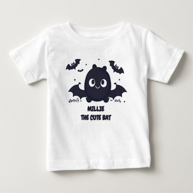 T-shirt Pour Bébé Cute grise Kawaii Bat (Devant)