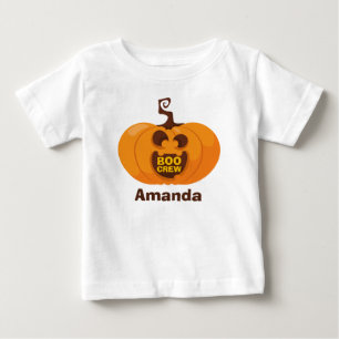 T-shirt Pour Bébé Cute Halloween Boo Crew Citrouille Orange Funny