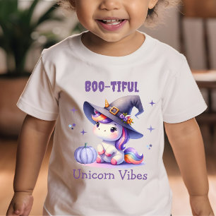 T-shirt Pour Bébé Cute Halloween Unicorne Boo-tiful Vibes Girls