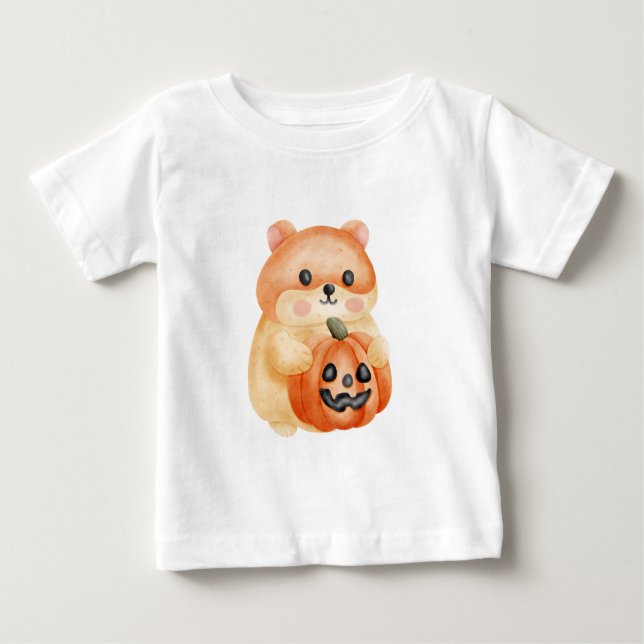T-shirt Pour Bébé Cute hamster Jack-o'-Lantern Design (Devant)