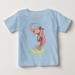 T-shirt Pour Bébé Cute happy shrimp, dessin animé de crevettes