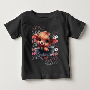 T-shirt Pour Bébé Cute Highland Cow Ballerina - Kawaii Animal Tri-Bl