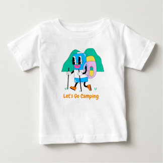 T-shirt Pour Bébé Cute Hiking Battery Character – Funny Camping Cart