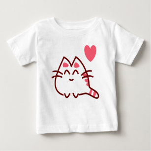 T-shirt Pour Bébé Cute Kawaii Chat et Coeur