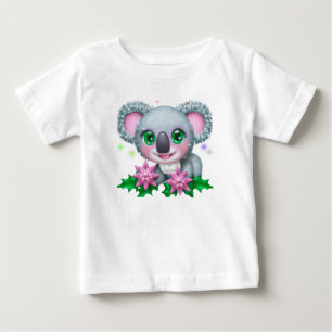 T-shirt Pour Bébé Cute Kawaii Koala Ours avec Fleurs