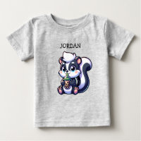 Cute Kawaii Skunk with Bubble Tea Personnalisé