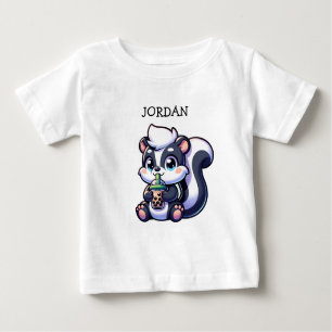 T-shirt Pour Bébé Cute Kawaii Skunk with Bubble Tea Personnalisé