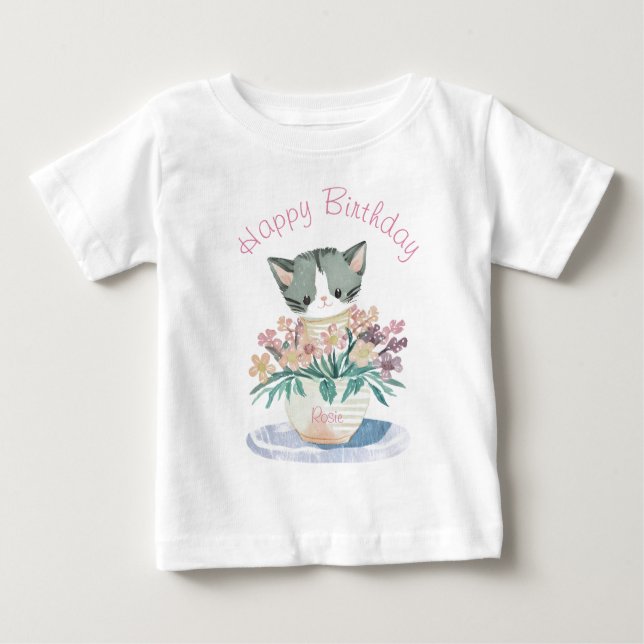 T-shirt Pour Bébé Cute Kitten | Bonne fille d'anniversaire (Devant)
