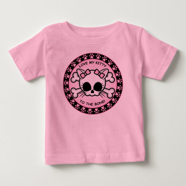 T-shirt Pour Bébé Cute Kitty Crâne (Devant)