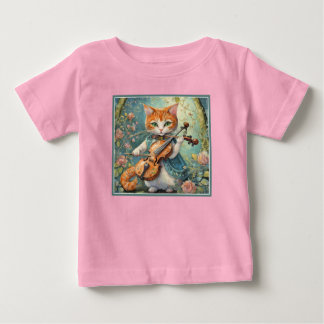 T-shirt Pour Bébé Cute Kitty Jouer au violon