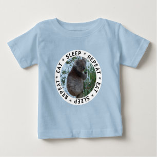 T-shirt Pour Bébé Cute Koala Australie Mange Sommeil Répéter Bébé Bl