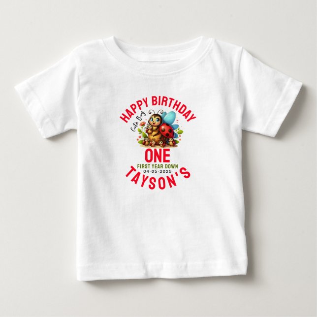T-shirt Pour Bébé Cute Ladybug 1er anniversaire | Fête de thème de b (Devant)