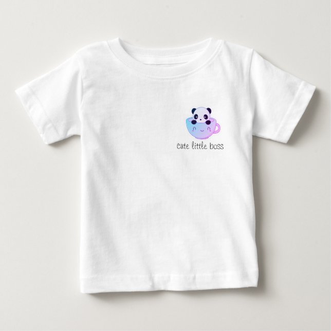 T-shirt Pour Bébé Cute Little Boss – Kawaii Panda in a Cup Sticker  (Devant)