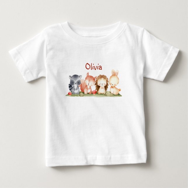 T-shirt Pour Bébé Cute Little Farm Animal Nom personnalisé Bébé pers (Devant)