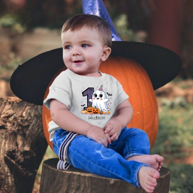 T-shirt Pour Bébé Cute Little Ghost 1er Anniversaire Halloween (Créateur téléchargé)