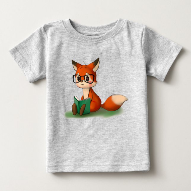 T-shirt Pour Bébé Cute Little Graphic Art Storybook Fox Animal Art (Devant)
