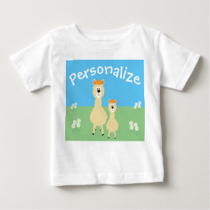 T-shirt Pour Bébé Cute Llama Personnalisée Avec Daisis