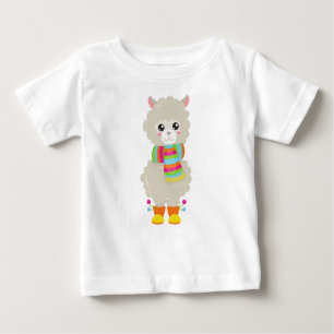 T-shirt Pour Bébé Cute Llama, Petite Llama, Alpaga, Llama Avec Échar