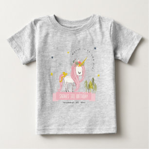 T-shirt Pour Bébé Cute Magique Unicorn rose Jaune Anniversaire de en