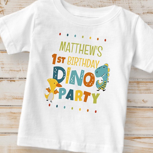 T-shirt Pour Bébé Cute Modern Dino Dinosaur fête d'anniversaire pour (Créateur téléchargé)