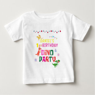T-shirt Pour Bébé Cute Modern Dino Dinosaur fête d'anniversaire pour