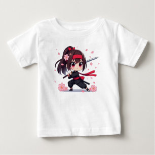 T-shirt Pour Bébé Cute ninja guerrière fille en fleur