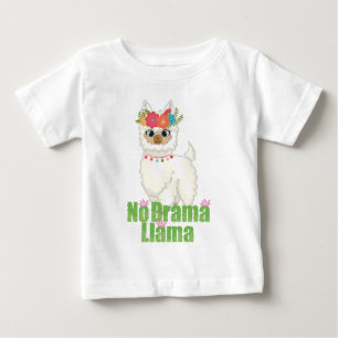 T-shirt Pour Bébé Cute No Drama Llama Avec Couronne Florale