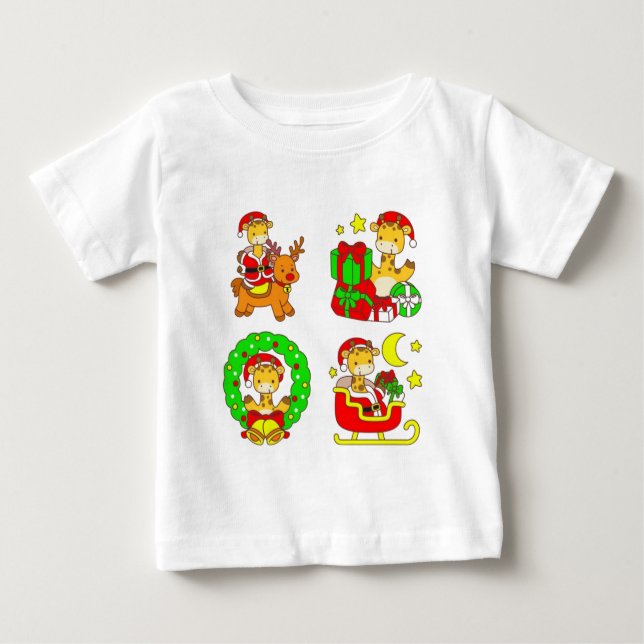 T-shirt Pour Bébé Cute Nursery Animals 2025 Holiday Christmas (Devant)