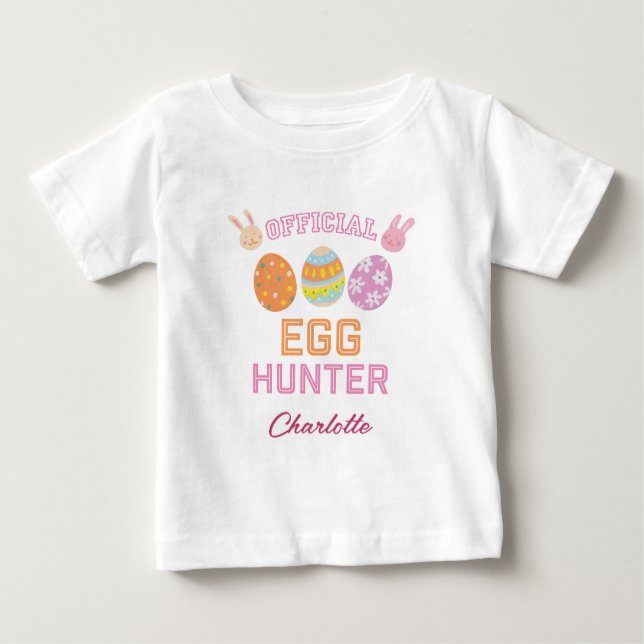 T-shirt Pour Bébé Cute Official Egg Hunter Easter Kids Name (Devant)