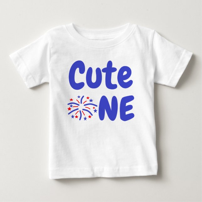 T-shirt Pour Bébé Cute One Firework 1er anniversaire (Devant)