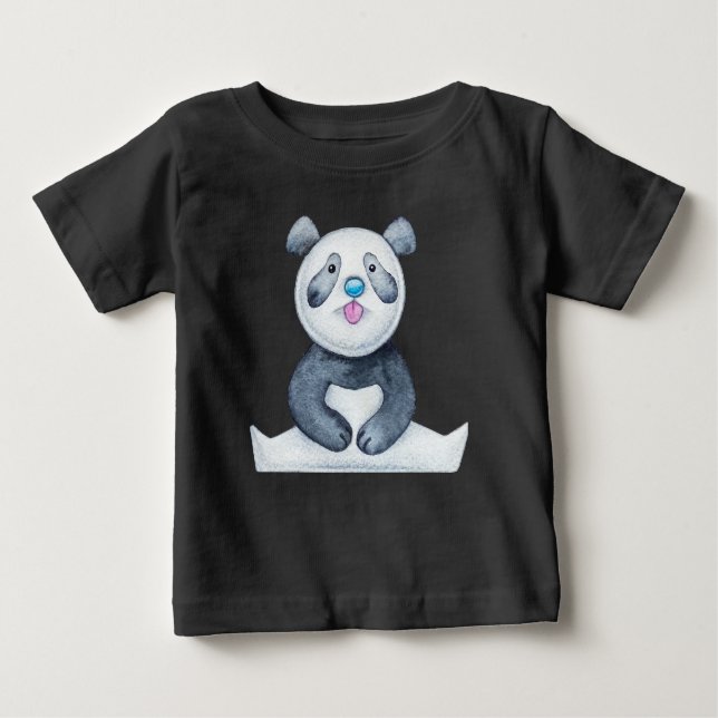 T-shirt Pour Bébé Cute Ours Panda Sticking Out Langue Drôle (Devant)