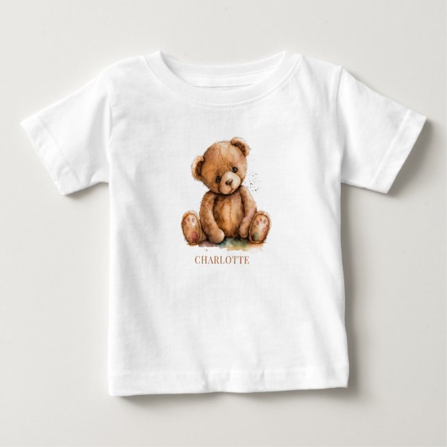 T-shirt Pour Bébé Cute Ours Teddy Personnalisé (Devant)