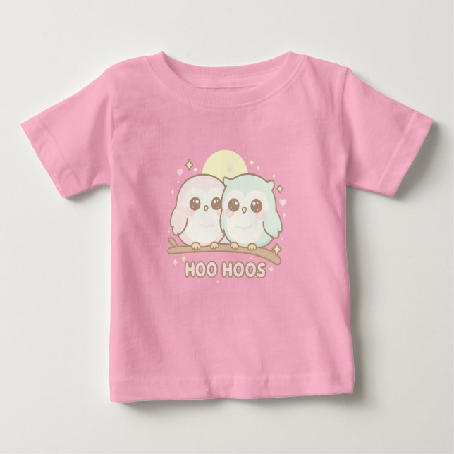 T-shirt Pour Bébé Cute Owl Baby Shirt – Adorable “Hoo Hoos” (Devant)