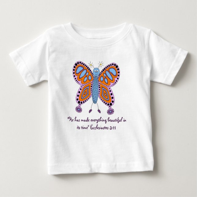 T-shirt Pour Bébé Cute Papillon design Ecclesiastes vers de la Bible (Devant)