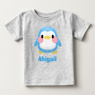 T-shirt Pour Bébé Cute Patchwork Style Penguin Art Personalised