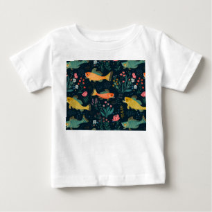 T-shirt Pour Bébé Cute poisson d'or sous-marin Koi Motif Plante aqua