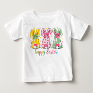T-shirt Pour Bébé Cute Polka Dot Rabbits Premier Pâques Personnalisé