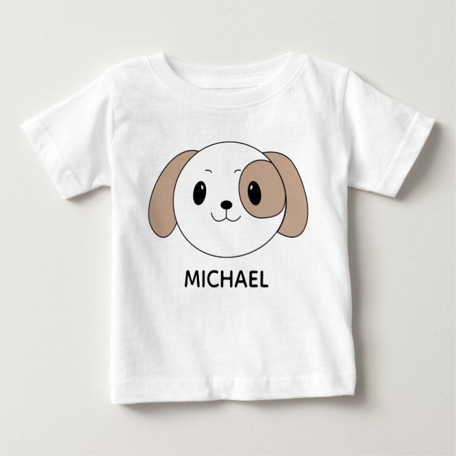 T-shirt Pour Bébé Cute Puppy Cartoon Face Personalised (Devant)