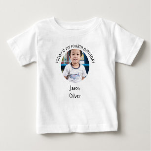 T-shirt Pour Bébé Cute quatrième Anniversaire Nom Round Photo Birthd