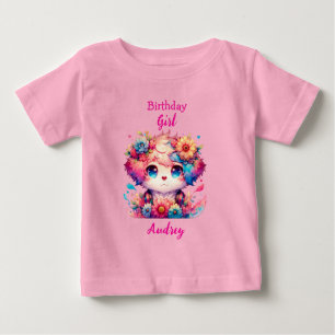 T-shirt Pour Bébé Cute Rainbow Anime Chien Anniversaire Fille Person