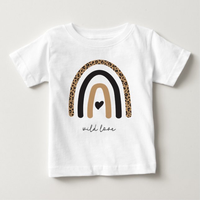 T-shirt Pour Bébé Cute Rainbow Leopard Motif (Devant)