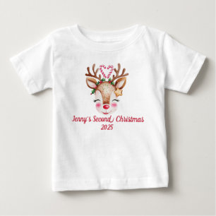 T-shirt Pour Bébé Cute Reindeer 1er/2ème/3ème/4 Noël Personnaliser
