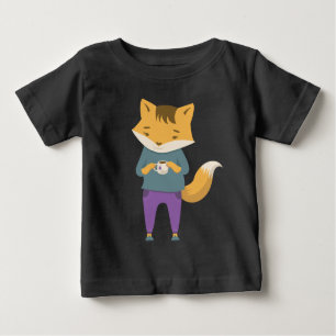 T-shirt Pour Bébé Cute renard avec tasse de thé