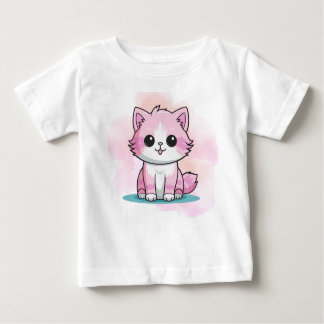 T-shirt Pour Bébé Cute rose Chat Aquarelle Cartographie Kitten Anima