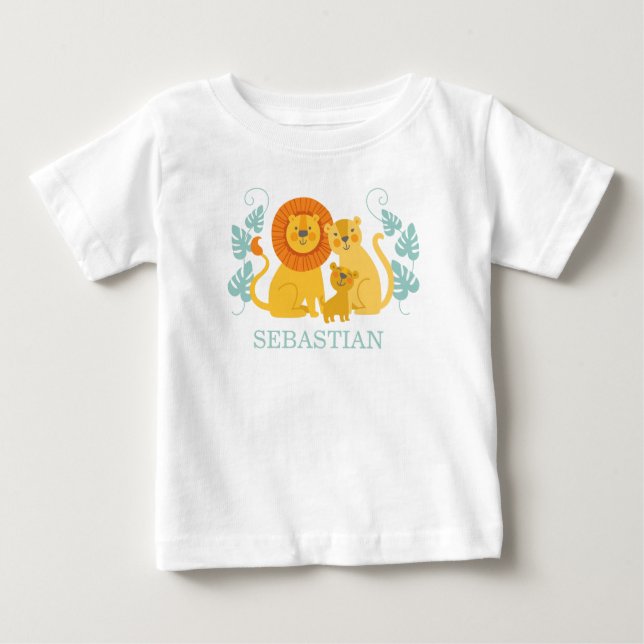 T-shirt Pour Bébé Cute Safari Jungle Lion Boy (Devant)