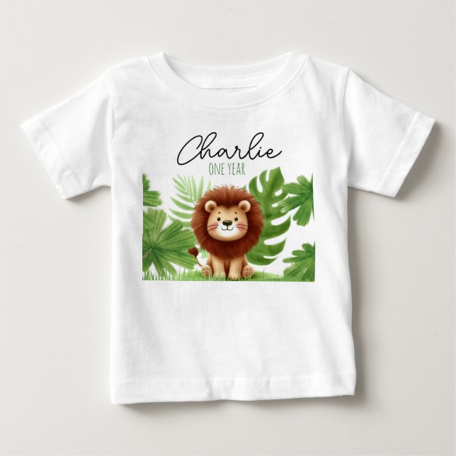 T-shirt Pour Bébé Cute Safari Lion Birthday (Devant)