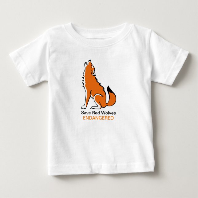 T-shirt Pour Bébé Cute Save Red WOLVES - Graphique animal en voie de (Devant)